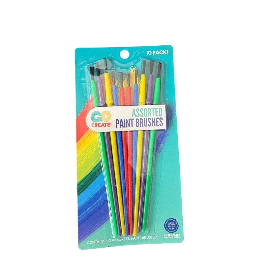GO Create Assorted Paint Brushes 10 Pack New Craft Acrylic Watercolor Kids Art